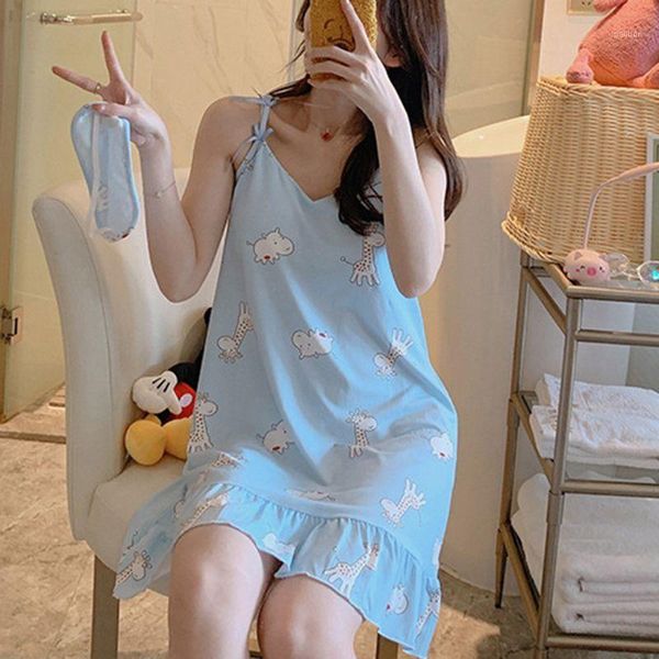 

women sleeveless bowknot nightdress v-neck cartoon padded camis sleepshirt1, Black;red
