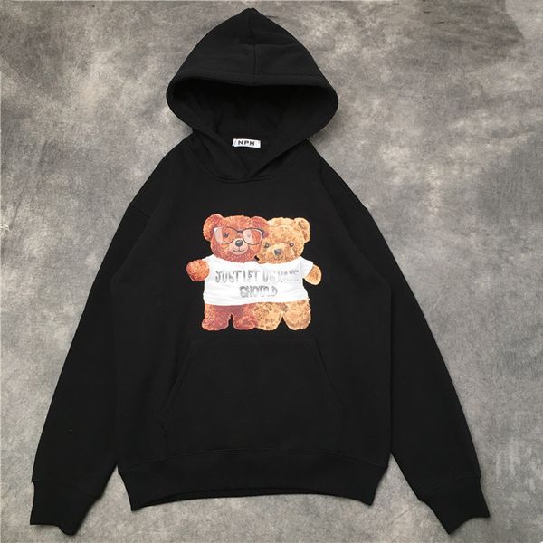 

2021 new luxury bear hoodies nightgowns thick fleeing hip street cotton # c65 5h16, Black