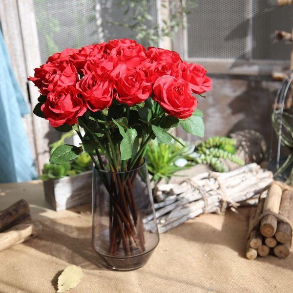 

real touch rose artificial flowers for home wedding party birthday artificial flowers flores artificiales para decoracion hogar