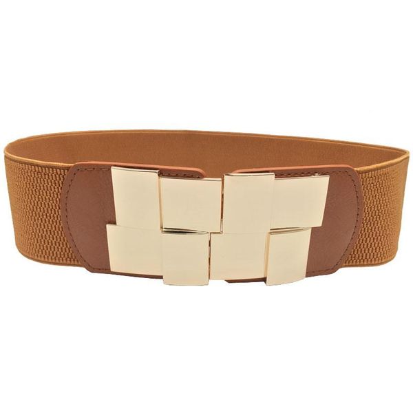 

fashion women wide belt new design bright gold metal buckle women elastic waistband cintos female leather ultra black cummerbund sqcjji, Black;brown