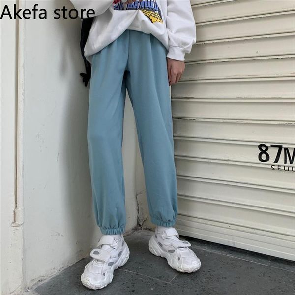 

pants womens various colors basic all-match casual loose thick spring autumn korean style females trousers trendt kpop leisure, Black;white