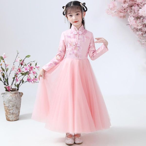 

flower girls dresses kids embroidery lace cheongsam dress baby girls evening wedding party dress chinese new year clothes1, Red