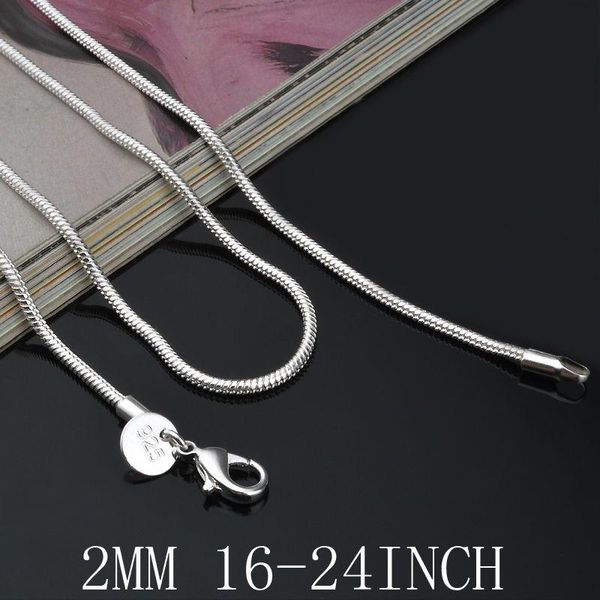 

retail wholesale new classic jewelry silver plated chain necklaces for women men gift 2mm snake chain high quality