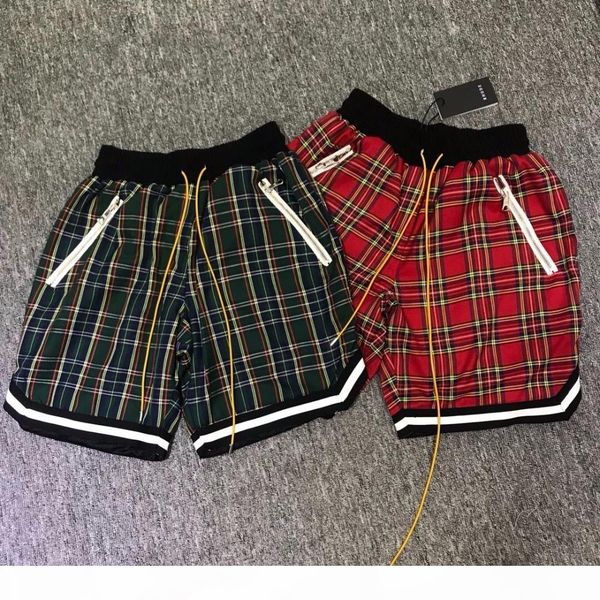 

2018ss new multicolored plaid justin bieber rhude men women shorts hiphop zipped pockets shorts cotton s-xl sh19062701, Black