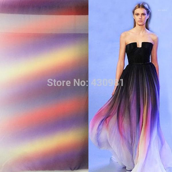 

new arrive imitated silk fabric 100d chiffon colorful gowns dress material gradual chiffon fabric sheer1, Black;white