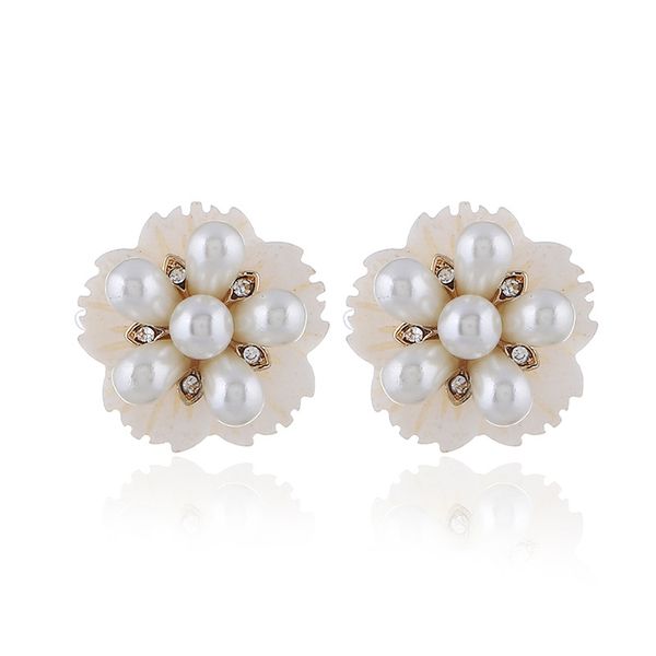 

south korea's new shell flower pearl earrings sell simple earrings temperament fashion ol earrings female, Golden