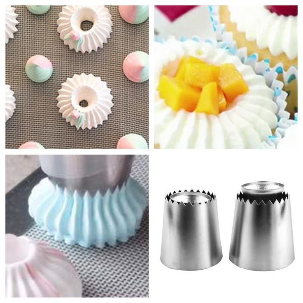 

2 pcs/set russian tulip icing piping nozzles stainless steel flower cream pastry tips nozzles cupcake cake decorating tools