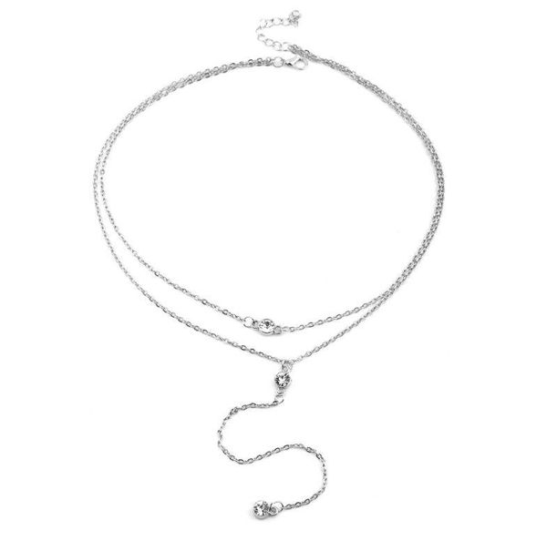 

chains bohemian fashion women necklaces&pendants 2 multi layer necklace tassel charm bar steampunk statement for gift, Silver