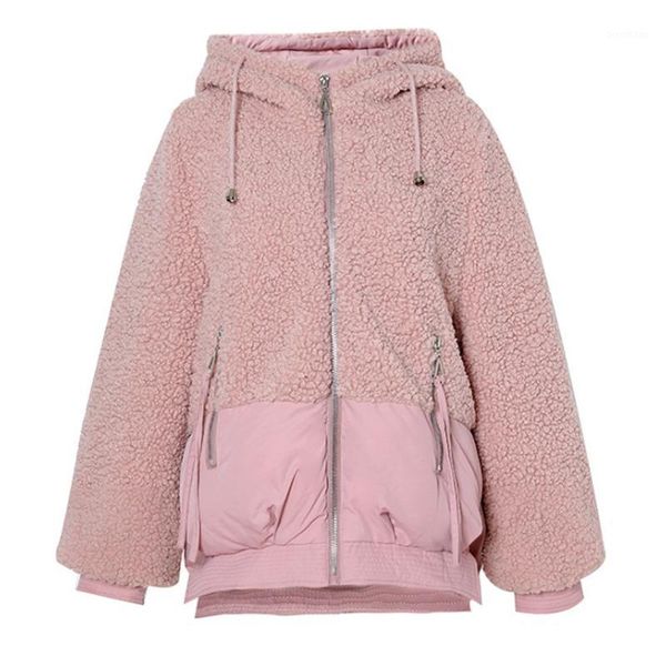 

pink/yellow/white color thick women jacket long sleeve solid cotton coat casual winter ladies jackets warm zipper female outwear1, Black