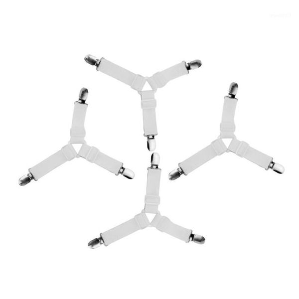 

new 4pcs adjustable triangular bed mattress sheet metal clips grippers straps table cloth fasten suspender fastener holder1