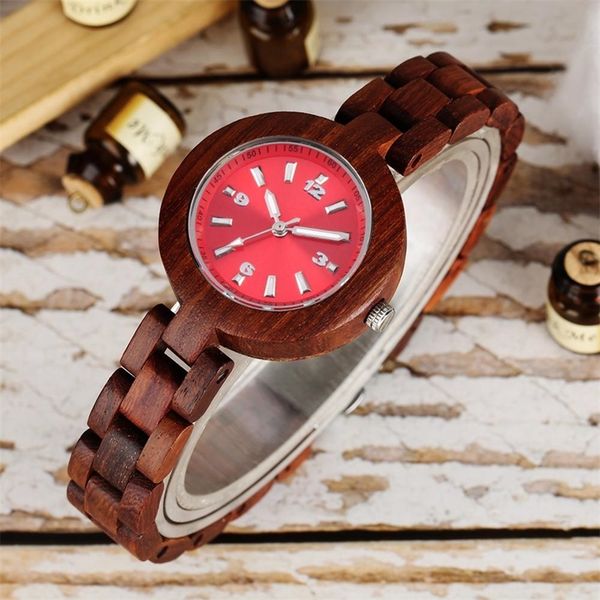 

women watches red sandalwood brand luxury woman small wood watch ladies minimalist female clock wooden band relogio feminino 201218, Slivery;brown