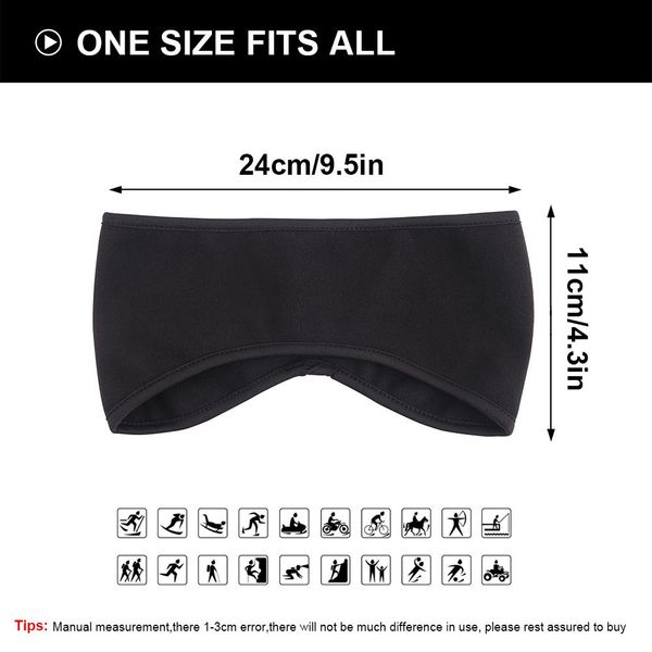 

warm headband polar fleece sweatband ear cover hair bandage headscarf running sport headwear yoga elastic gym bike soft men girl wmttjm, Black