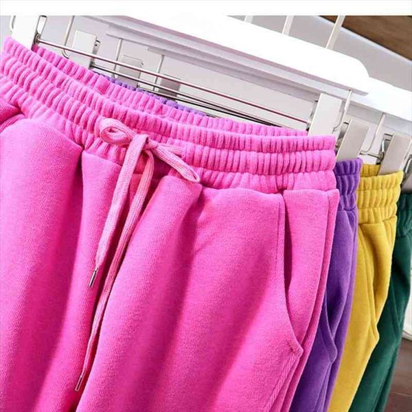 

womens casual pants sweatpants solid color trousers winter warm fashion korean women high waist joggers, Black;white