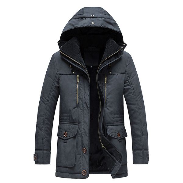 

mens parkas 2021 men's winter hooded thicken cotton-padded coat men casual mid-length warm wadded jacket male outerwear, Black