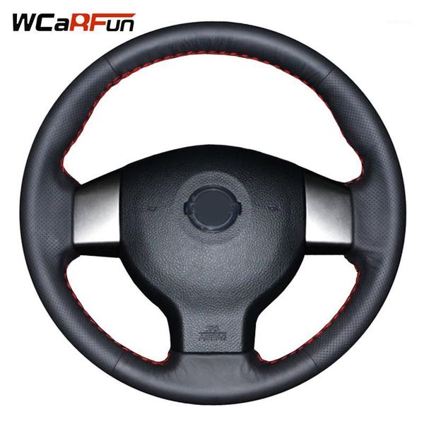 

wcarfun black artificial leather steering wheel covers for tiida 2004-2010 sylphy 2006-2011 versa note 2007-20111
