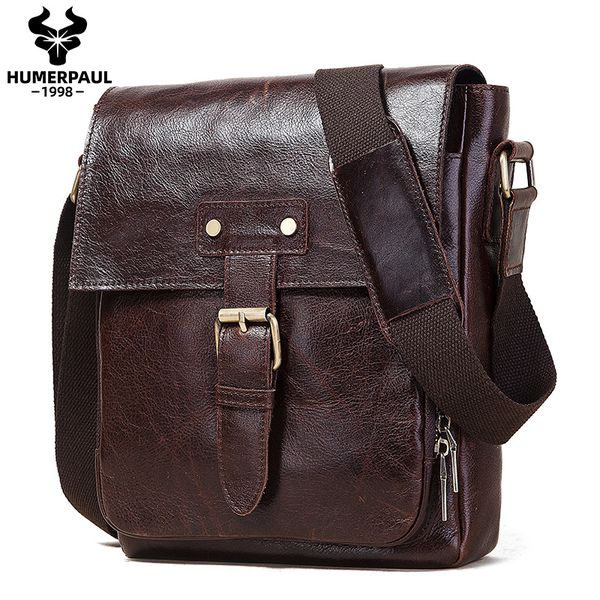 

new men crossbody bag crazy horse leather vintage shoulder bags for 9.7" ipad multi-function large capacity split messenger bag