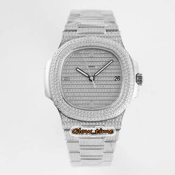 

super ppf-v4 version 5719/10g-010 fully paved with diamonds pp.324 sc automatic mens-watch diamond full iced out case iced out luxry watches, Slivery;brown