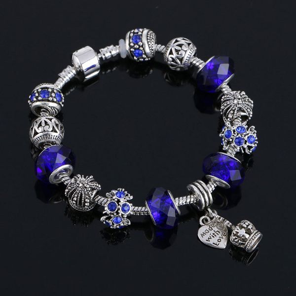 

women bracelets bracelet silver charm plated new for royal crown bracelet crystal beads diy jewelry ing