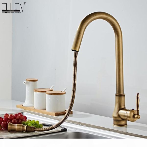 

античная бронзовая смеситель для кухни раскладных горячей холодной раковины поворотных 360 градусов водопроводного крана воды смесителя свес