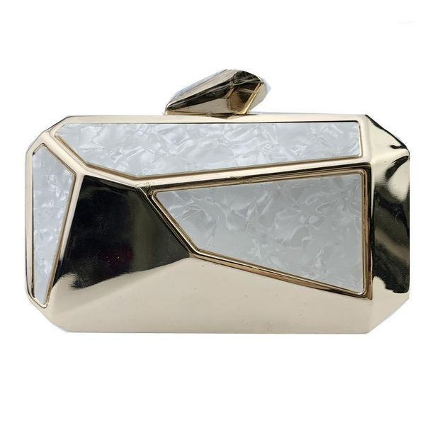 

evening bags 2021 women patchwork metal wedding clutch wallets dinner shoulder with chain drop mn16211