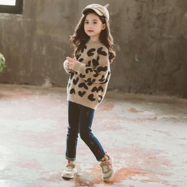 

sweater new 2020 girls' mink plush cashmere thickened foreign sle autumn and winter clothing children's knitted bottomcoat zjf3, Blue