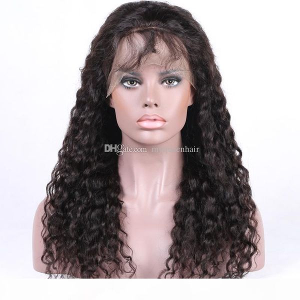 

full lace human hair wigs lace front wigs brazilian human hairs preplucked natural hairline 150% density wigs curly style for black women, Black;brown