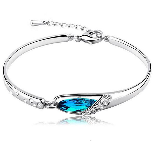 

charms luxury sapphire bracelets blue jewelry new style austria diamond bangle glass shoes hand jewelryjm003, Black