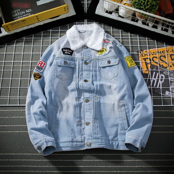 

2021 new new fashionable winter jacket patches thick designer british hip men cotton denim coats 8eph, Black;brown