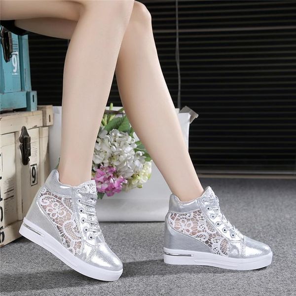 

лето женская обувь женщина дышащая сетка кроссовки flats lace мокасины толстые каблуки платформы клинья повседневный comfort creepers, Black