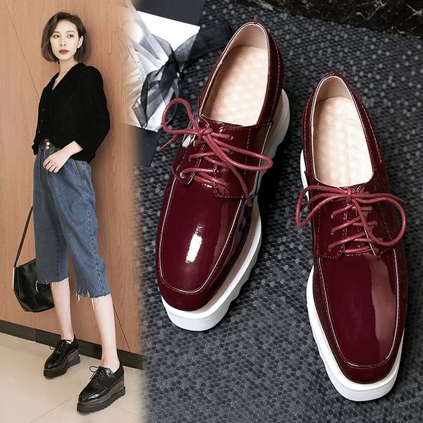 

2021 women's genuine plus size 22-26 in length patent shoes heels ln79, Black