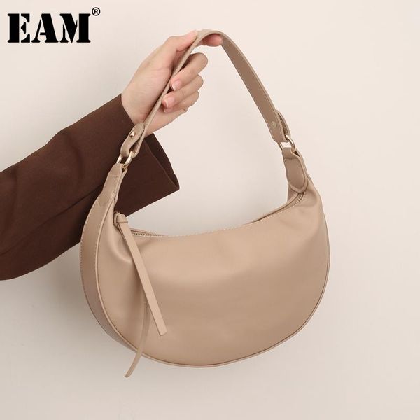 

shoulder bags [eam] women retro elegant half moon soft pu leather personality all-match crossbody bag fashion tide 2021 18a1473