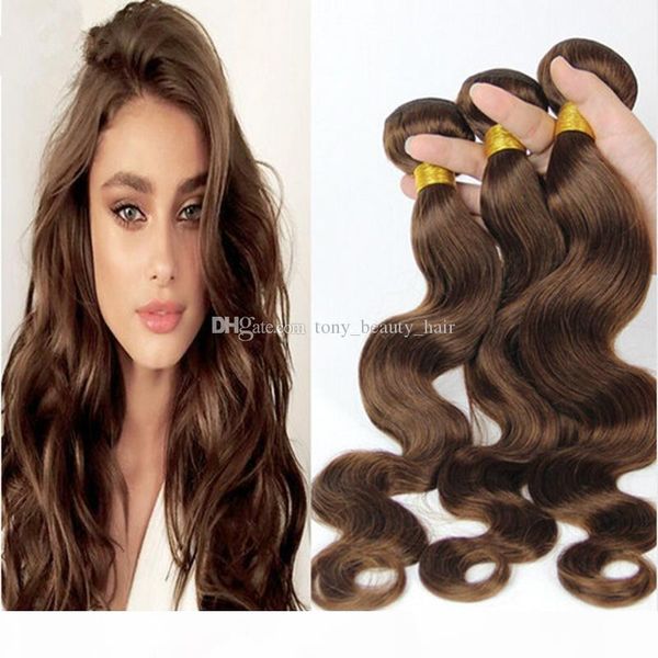 

3pcs brazilian human hair extensions #4 medium brown brazilian hair weave wefts 8a natural wavy hair 3 bundles lot 10-30'' stock, Black