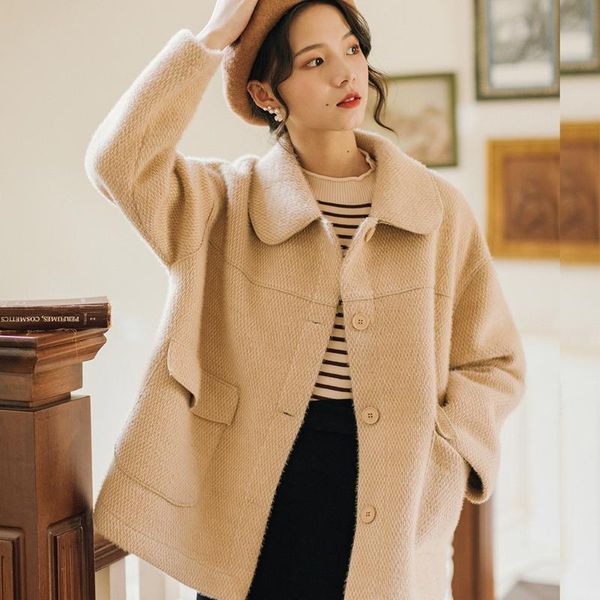 

women's jackets simple jacket single-breasted long sleeve lapel neckline inelastic single type 2021 style for preppy youthful girl over, Black;brown
