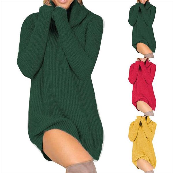 

womans turtleneck loose long sweater dress women thick knit autumn winter casual warm dress pullover for woman, White;black