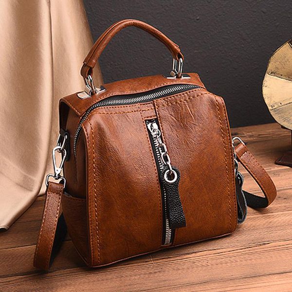 

backpack style 2021 leather women multifunction shoulder bookbags crossbody bag cute fashion girl rucksack big tote