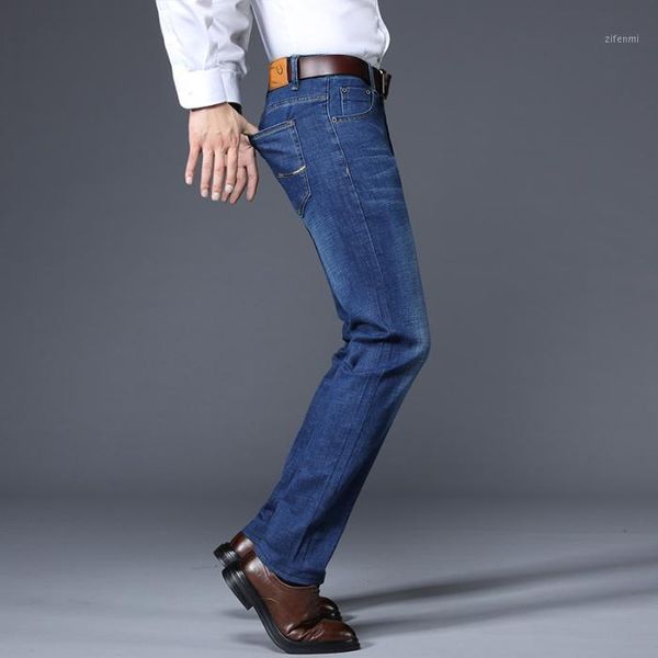 

autumn and winter fashion loose stretch straight denim jeans men's classic slimbusiness jeans men's large size1, Blue