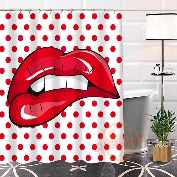 

shower curtains red lips fabric modern curtain custom 100% polyester bathroom with hooks arrival
