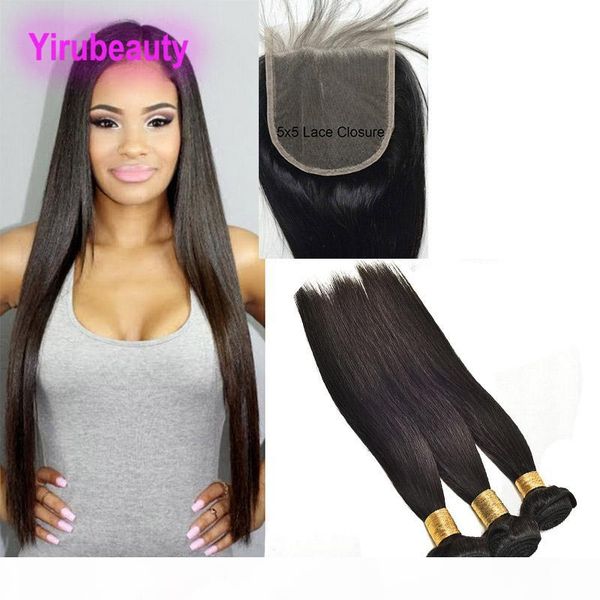 

peruvian human hair bundles with closure 5x5 lace closure with 3 bundnles 8-30 inch straight virgin hair extensions with 5*5 closure, Black;brown