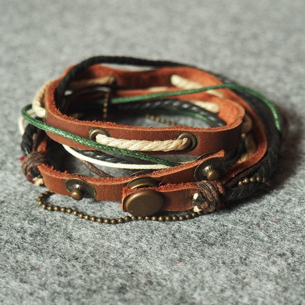 

mix inventory clearance leather bracelet random charm bracelets styles as ps jewelry for men and women, Golden;silver