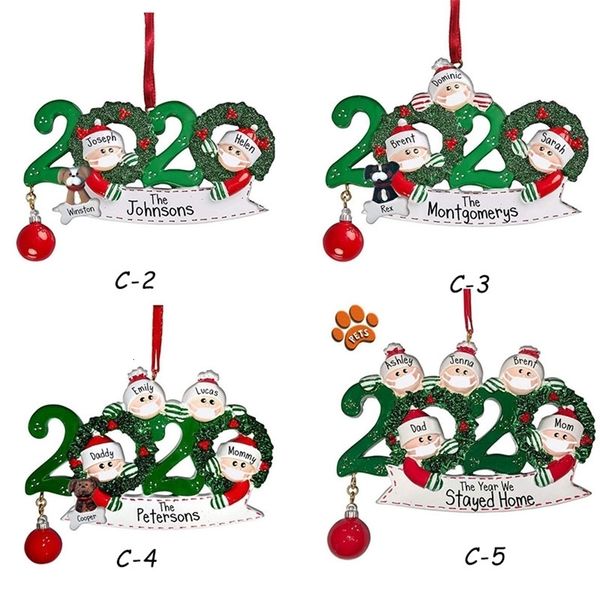 

greetings wholesale factory price personalized diy resin name 2020 quarantine decoration christmas tree pendant decorato