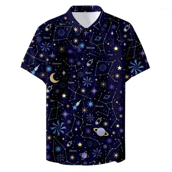 

men's casual shirts hawaiian men shirt moon stars and animals print fashion hawaiians short sleeve cool for summer1, White;black