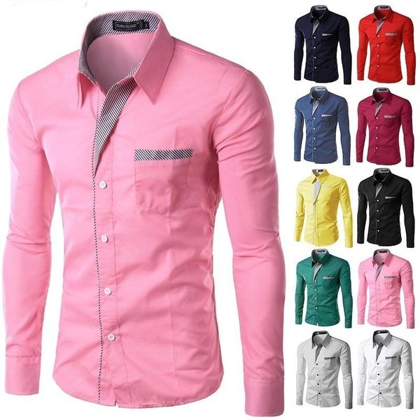 

men's casual shirts 2021 men male turn down collar long sleeve, White;black