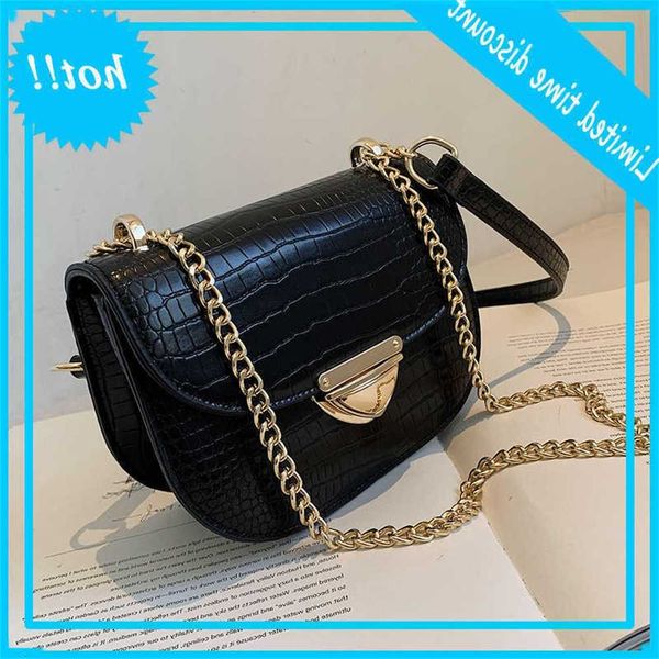 

crocodile model saddle 2021 mode new quality pu leather women designer handbag vintage chain shoulder messenger bag
