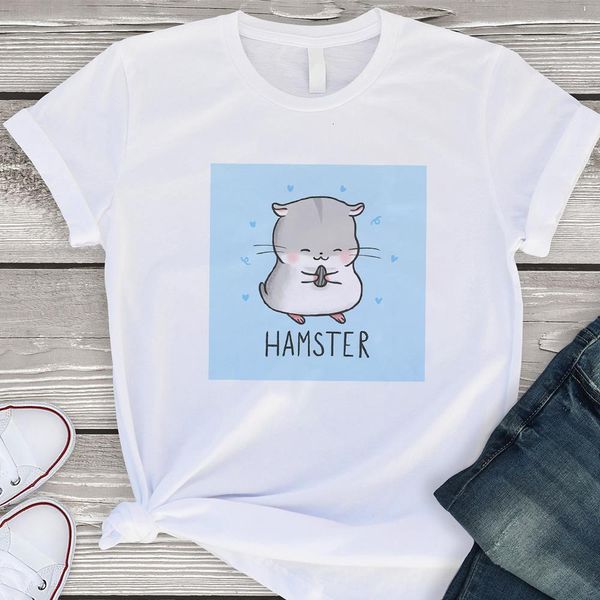 

vestidos white and grey female t shirt cute small animals hamster graphic print short sleeve casual student tshirt