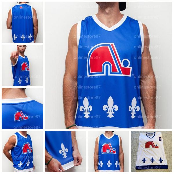 

quebec nordiques vintage hockey jersey vest blue white customize, Black