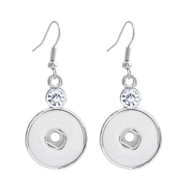 

rhinestone metal 18mm snap buttons earrings women girls jewelry gift, Silver
