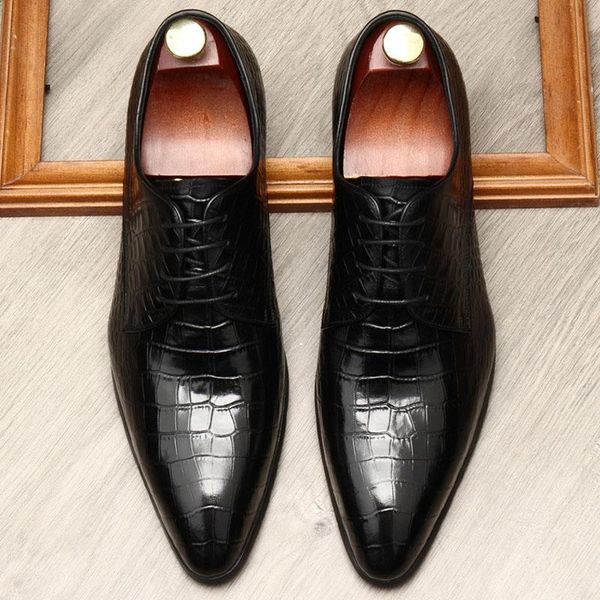 

dress shoes black brown men oxfrod quality breathable lace up cap toe business wedding genuine leather formal