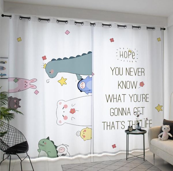Nordic Semplice Girl Princess Tenda del vento Ins Ins Animal Bedroom Bay Window Camera per bambini Tende ombreggiatura