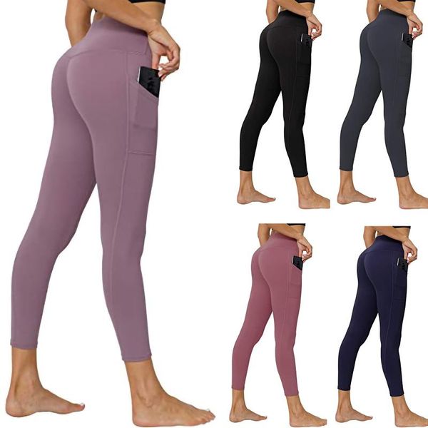 

women yoga leggings high waist stretch pleated yoga pants push up running sports fitness pants with pocket, White;red