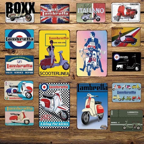 

lambretta motor metal signs home l wall plaque iron painting club store classic vintage decor 20*30 cm